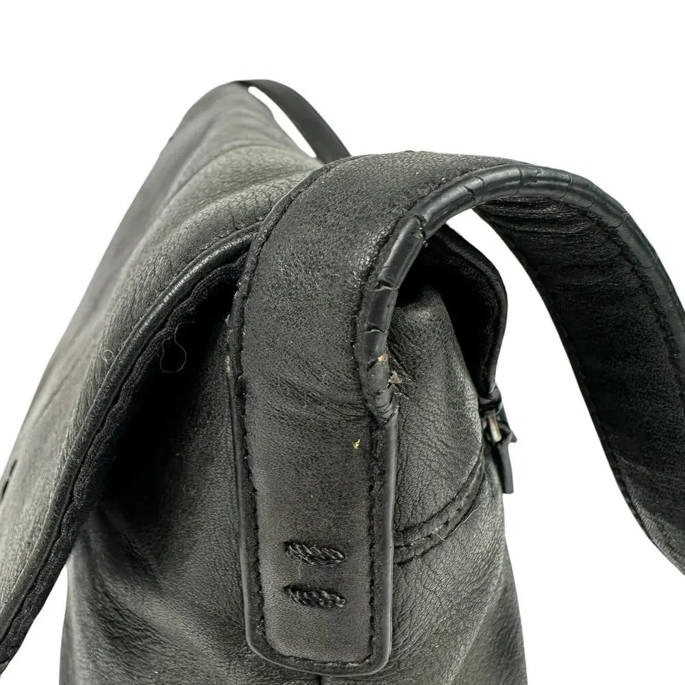 Naturalizer Genuine Leather‎ Shoulder Bag Purse Black Y2K Moto Biker Rectangle